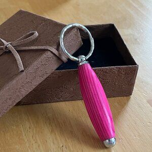 Pink Wood Key Ring